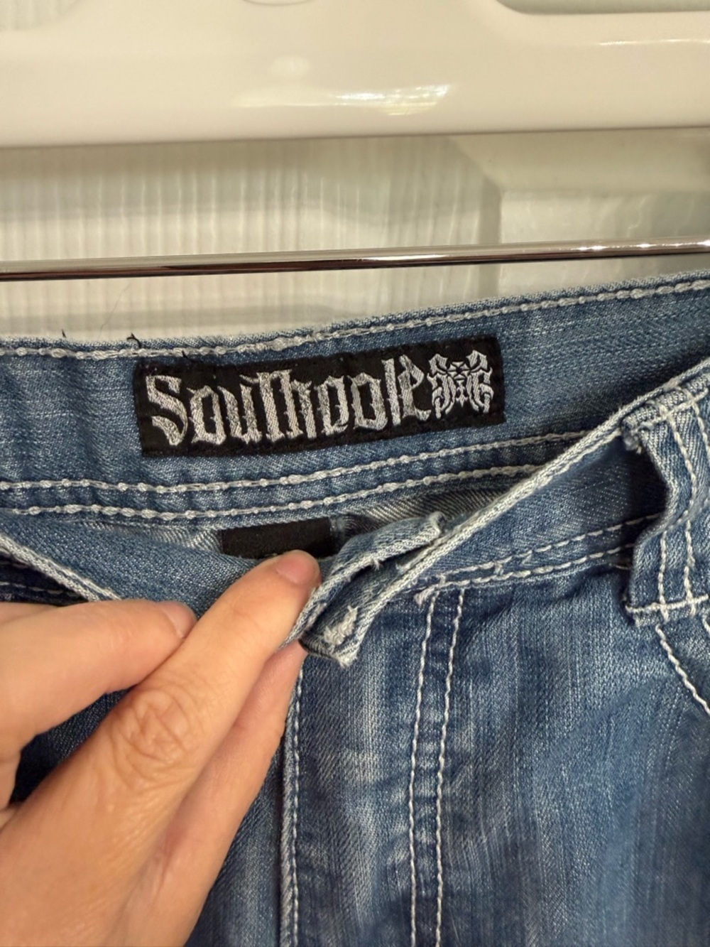 Southpole Jeans Mens 32x31 Blue Denim Y2K Baggy Straight Skater Streetwear - Picture 4 of 8